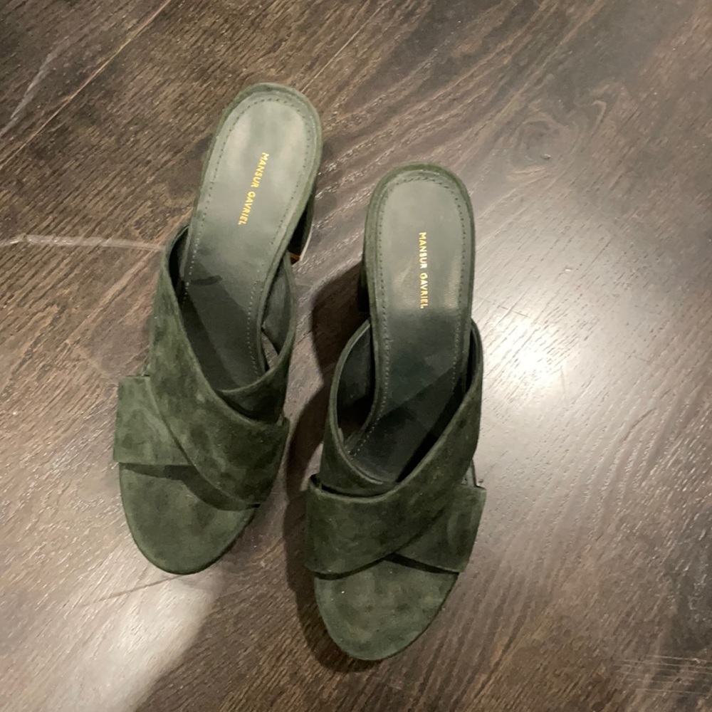 Mansur gavriel green criss cross heels size 40